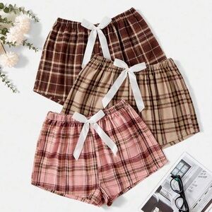 Plaid pajamas, 3 shorts in one package, comfortable and soft pajama shorts
